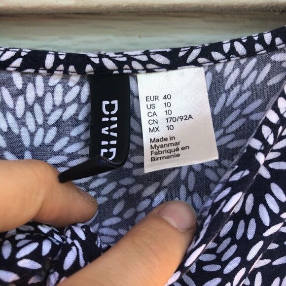 H&M y2k tie front Dress Spagheti Strap slip summer sun beachy navy blue print 10 - Picture 9 of 13